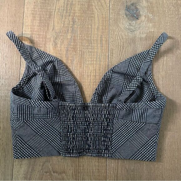 Free People Intimately Plaid V-Neck Cropped Bra Top Size: XS - Picture 10 of 11
